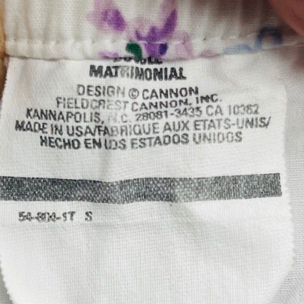 Vintage Cannon Lilac Floral Fitted Sheet Double Full Purple Cottagecore USA - Picture 3 of 3